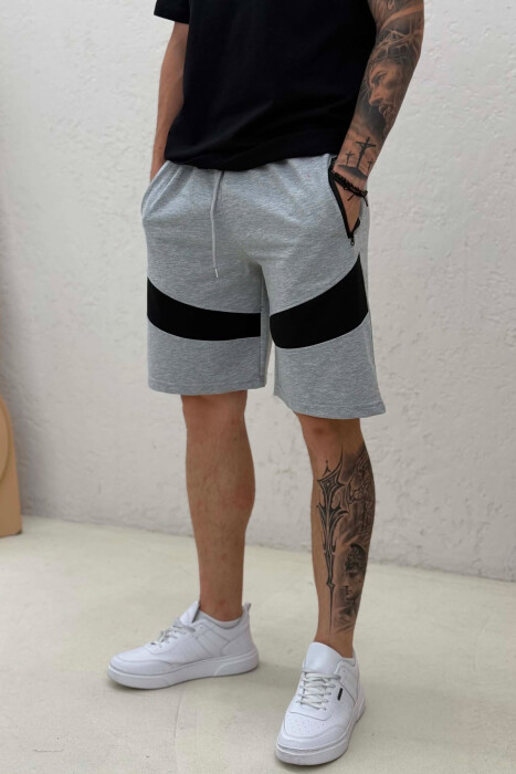 TWO COLORS SIMPLE MEN SHORT SWEATPANTS GREY/GRI - 4