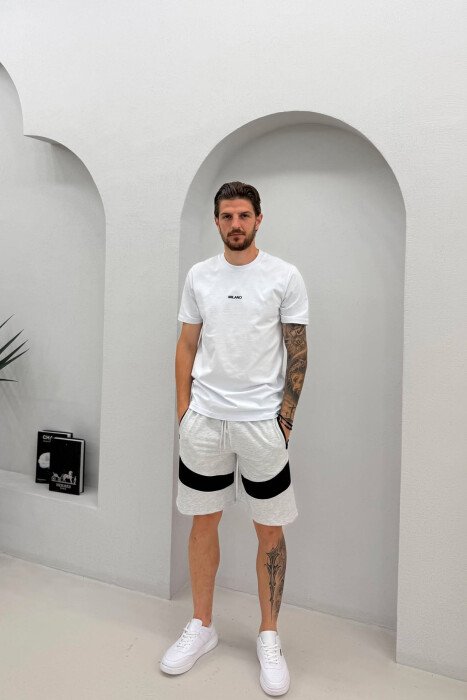 TWO COLORS SIMPLE MEN SHORT SWEATPANTS LIGHT GREY/GZ - 1