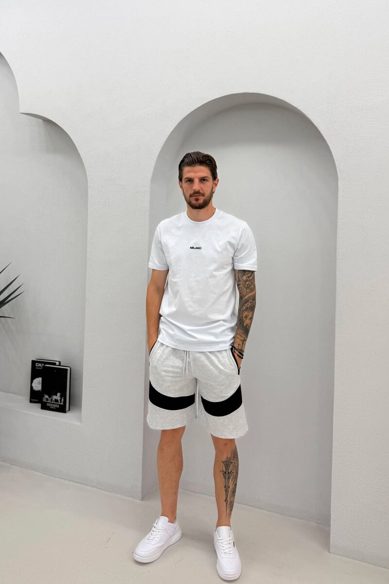 TWO COLORS SIMPLE MEN SHORT SWEATPANTS LIGHT GREY/GZ - 1