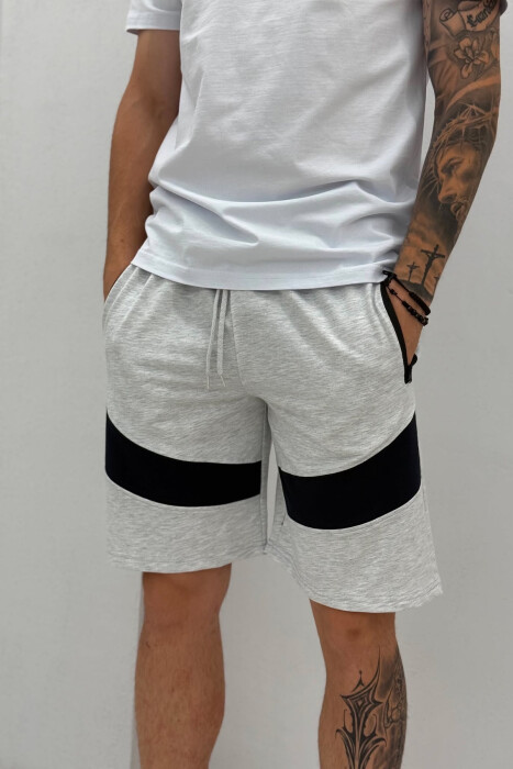 TWO COLORS SIMPLE MEN SHORT SWEATPANTS LIGHT GREY/GZ - 2