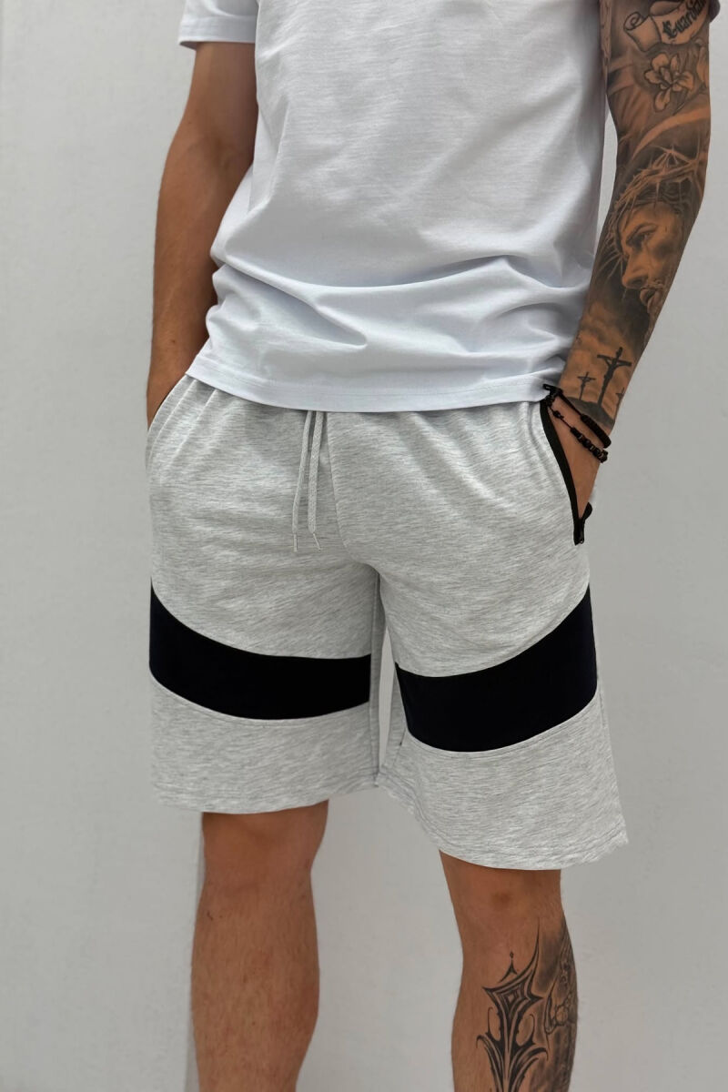 TWO COLORS SIMPLE MEN SHORT SWEATPANTS LIGHT GREY/GZ - 2