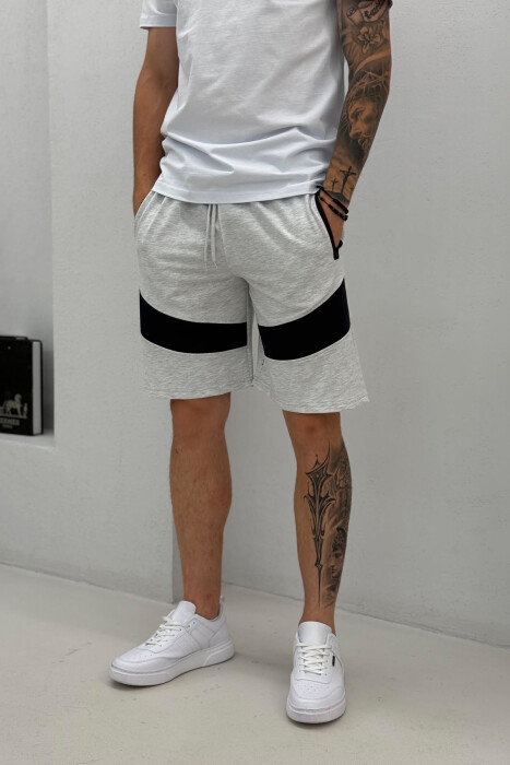 TWO COLORS SIMPLE MEN SHORT SWEATPANTS LIGHT GREY/GZ - 4