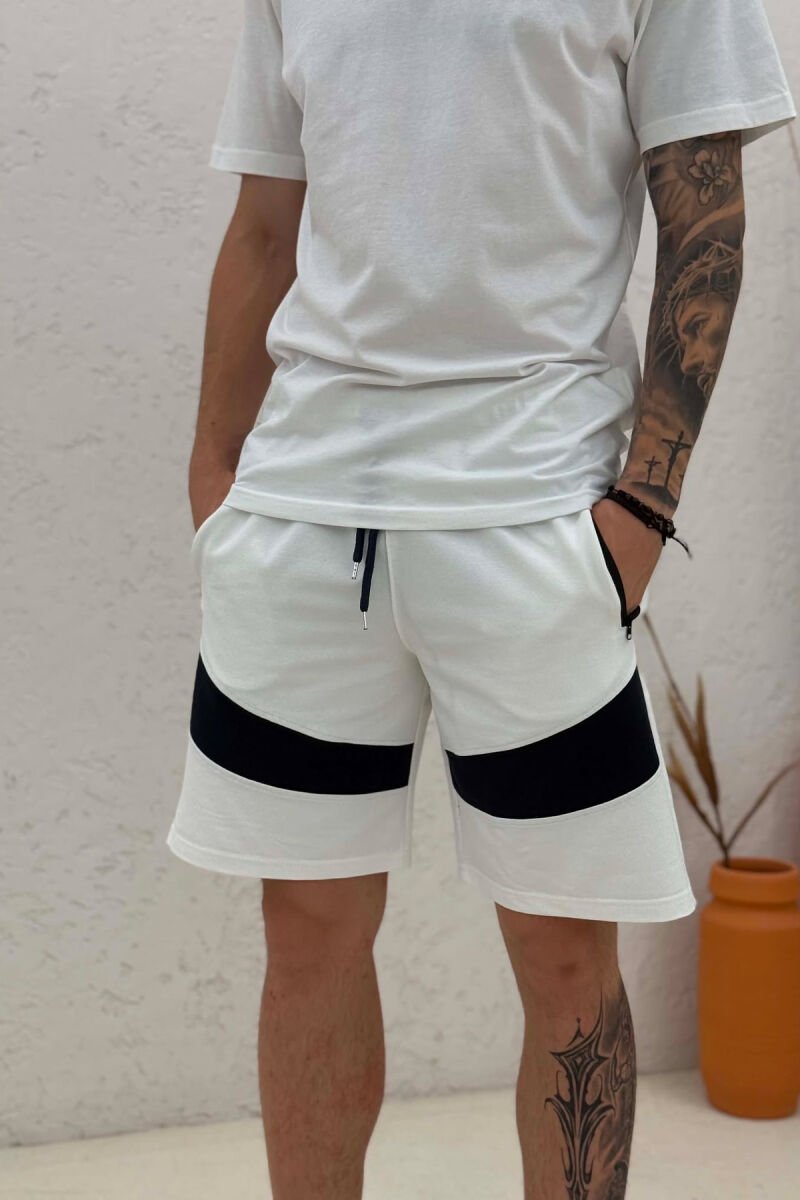 TWO COLORS SIMPLE MEN SHORT SWEATPANTS WHITE-E BARDHE - 2