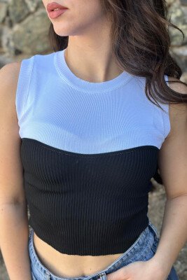 TWO COLORS SIMPLE WOMAN TOP BLACK-WHITE/ZB - 2