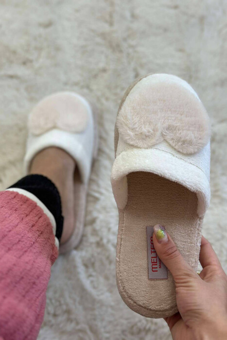 TWO COLORS WOMAN HOME SLIPPERS CREAM/KREM - 3