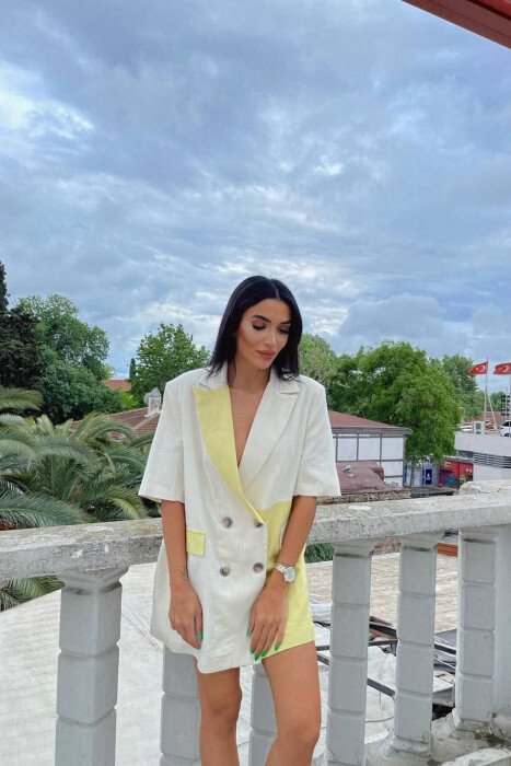 TWO COLORS WOMAN JACKET YELLOW/E VERDHE - KLAUDIO FASHION
