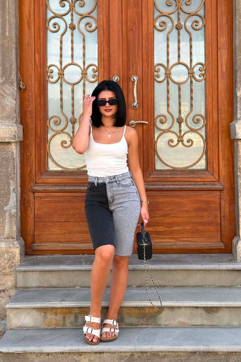 TWO COLORS WOMAN SHORT JEANS GREY/BLACK-GRZE - 3