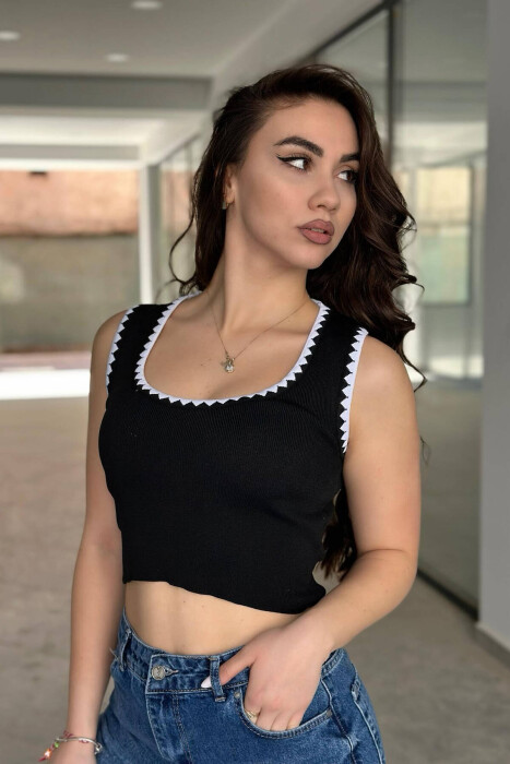 TWO COLORS WOMAN TOP BLACK/ E ZEZE - 3