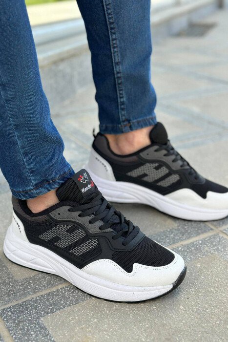 TWO DIFFERENT COLORS MEN SNEAKERS BLACK-WHITE/ZB - KLAUDIO FASHION