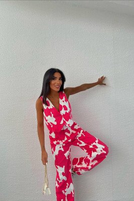 TWO DIFFERENT COLORS VEST+TREOSERS WOMAN SET FUCHSIA/CIKLAMI - KLAUDIO FASHION