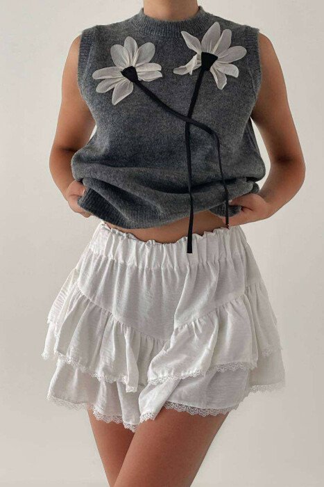 TWO FLOWERS ONE COLOR WOMAN VEST GREY/GRI - KLAUDIO FASHION