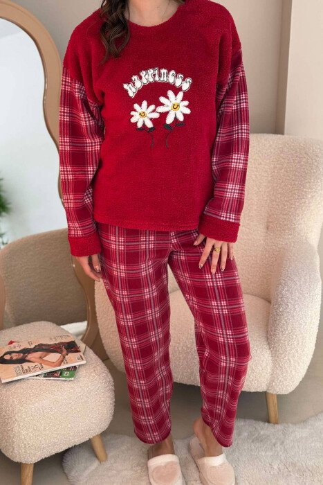 TWO FLOWERS WOMEN PYJAMAS BURGUNDY/VISHNJE - KLAUDIO FASHION