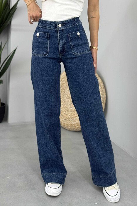 TWO FRONT POCKETS DETAIL WOMEN JEANS BLUE/BLU - 