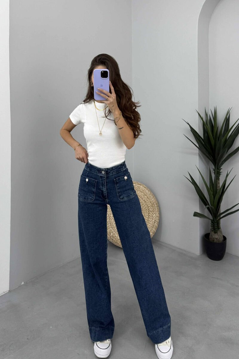 TWO FRONT POCKETS DETAIL WOMEN JEANS BLUE/BLU - 2