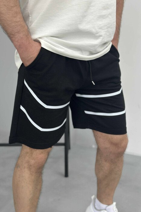 PANTALLONA TË SHKURTRA ME VIJA PËR MESHKUJ NË NGJYRËN E ZEZË - KLAUDIO FASHION