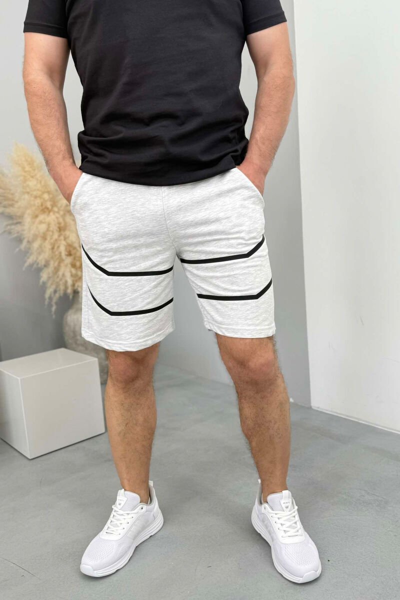 TWO LINES MEN SHORT SWEATPANTS LIGHT GREY/GZ - 1