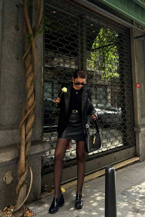 TWO PIECES LEATHER WOMEN SET BLACK/ E ZEZE - KLAUDIO FASHION