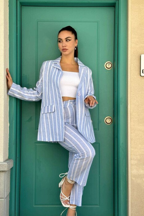 TWO PIECES LINE WOMAN SUIT LIGHTBLUE/BZ - KLAUDIO FASHION