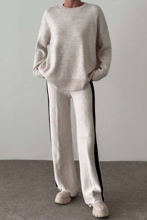 TWO PIECES SIMPLE WOMEN SET BEIGE/BEZHE - KLAUDIO FASHION