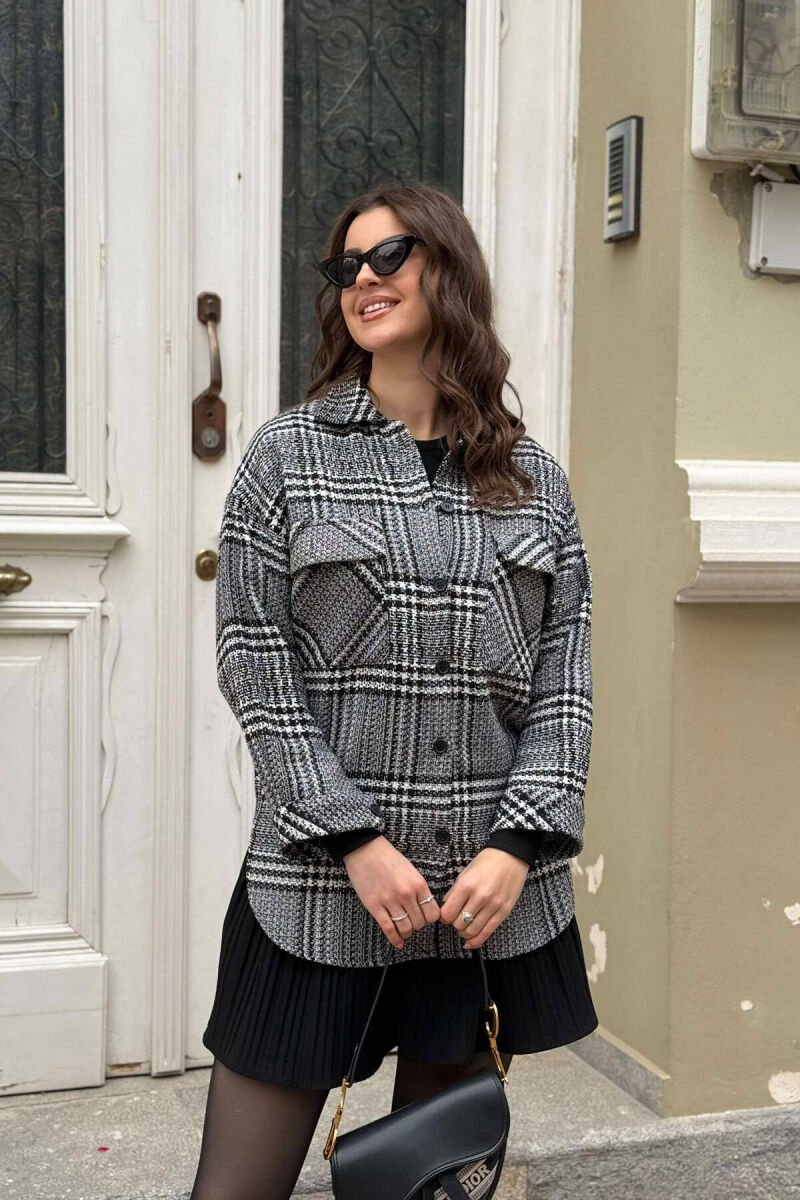 TWO POCKET KNITTED WOMEN SHIRT BLACK/ E ZEZE - 4