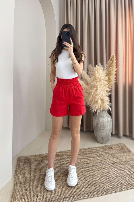 TWO POCKET ONE COLOR WOMAN SHORTS RED/E KUQE 