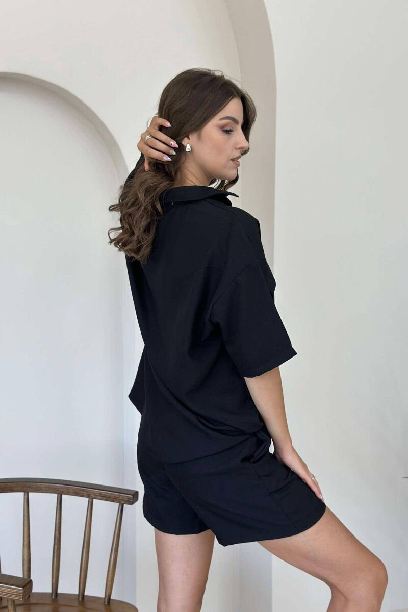 TWO POCKET SHIRT+SHORTS WOMEN SET BLACK/ E ZEZE - 3