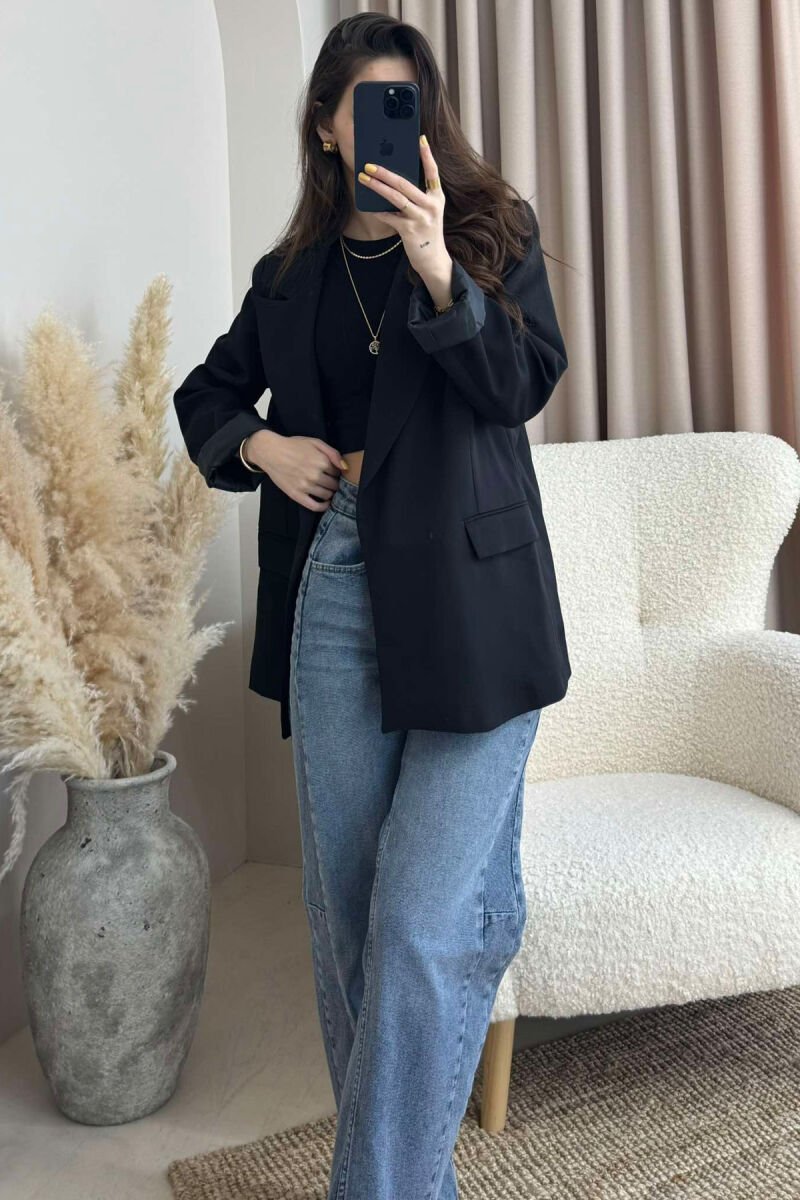 TWO POCKETS JACKET WOMAN BLACK/ E ZEZE - 4
