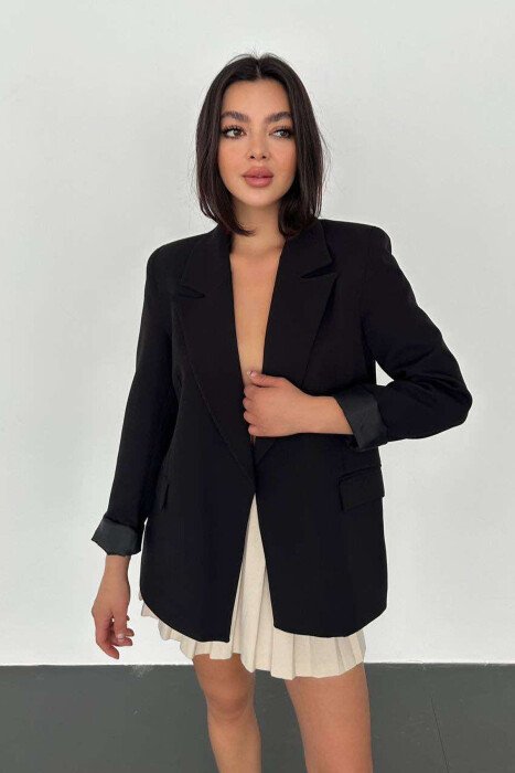 TWO POCKETS JACKET WOMAN BLACK/ E ZEZE - KLAUDIO FASHION