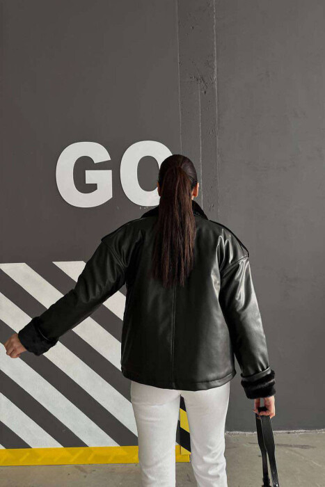TWO POCKETS LEATHER WOMAN JACKET BLACK/ E ZEZE - 3