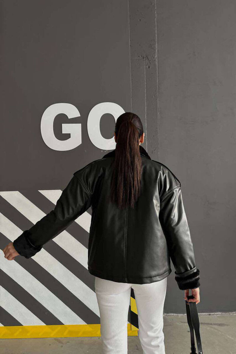 TWO POCKETS LEATHER WOMAN JACKET BLACK/ E ZEZE - 3