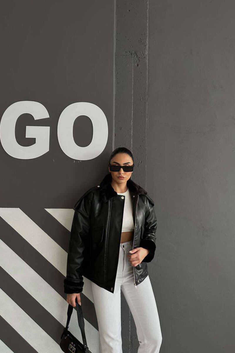 TWO POCKETS LEATHER WOMAN JACKET BLACK/ E ZEZE - 4