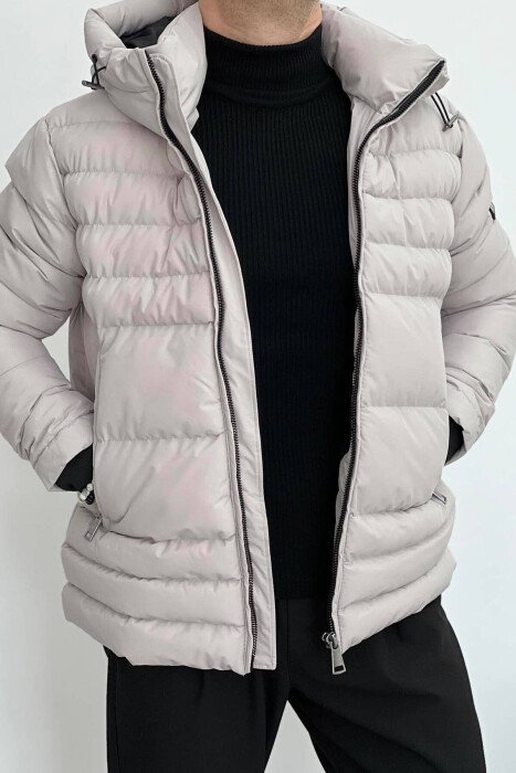 SIMPLE MEN PUFFER JACKET LIGHT GREY/GZ - KLAUDIO FASHION