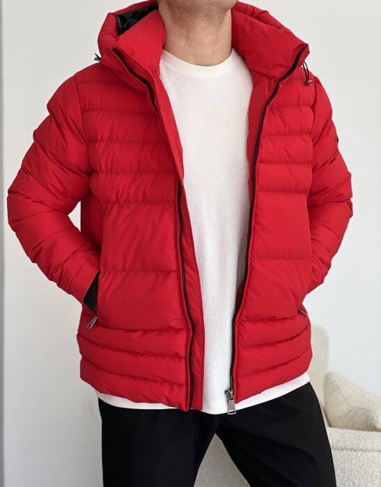 SIMPLE MEN PUFFER JACKET RED/E KUQE - KLAUDIO FASHION