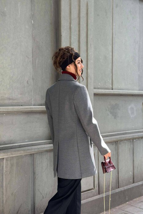 TWO POCKETS WOMEN COAT WITH BUTTONS GREY/GRI - 2