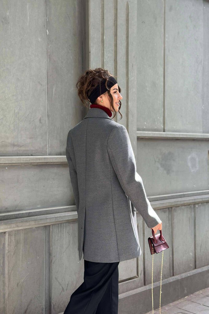 TWO POCKETS WOMEN COAT WITH BUTTONS GREY/GRI - 2