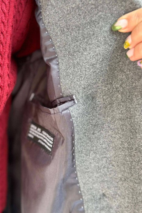 TWO POCKETS WOMEN COAT WITH BUTTONS GREY/GRI - 6