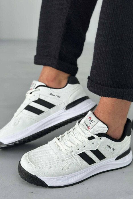 TWO STRIPES RUNNING MEN SNEAKERS WHITE-BLACK/BAZE - KLAUDIO FASHION