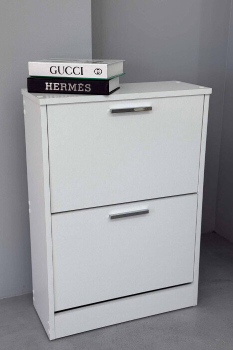 TWO TIER SHOE SHELF WHITE-E BARDHE - KLAUDIO FASHION