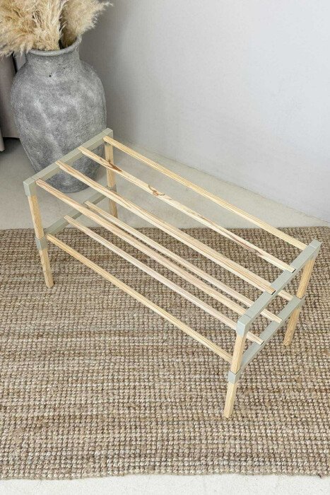TWO TIER WOODEN SHOES SHELF BEIGE/BEZHE - 4