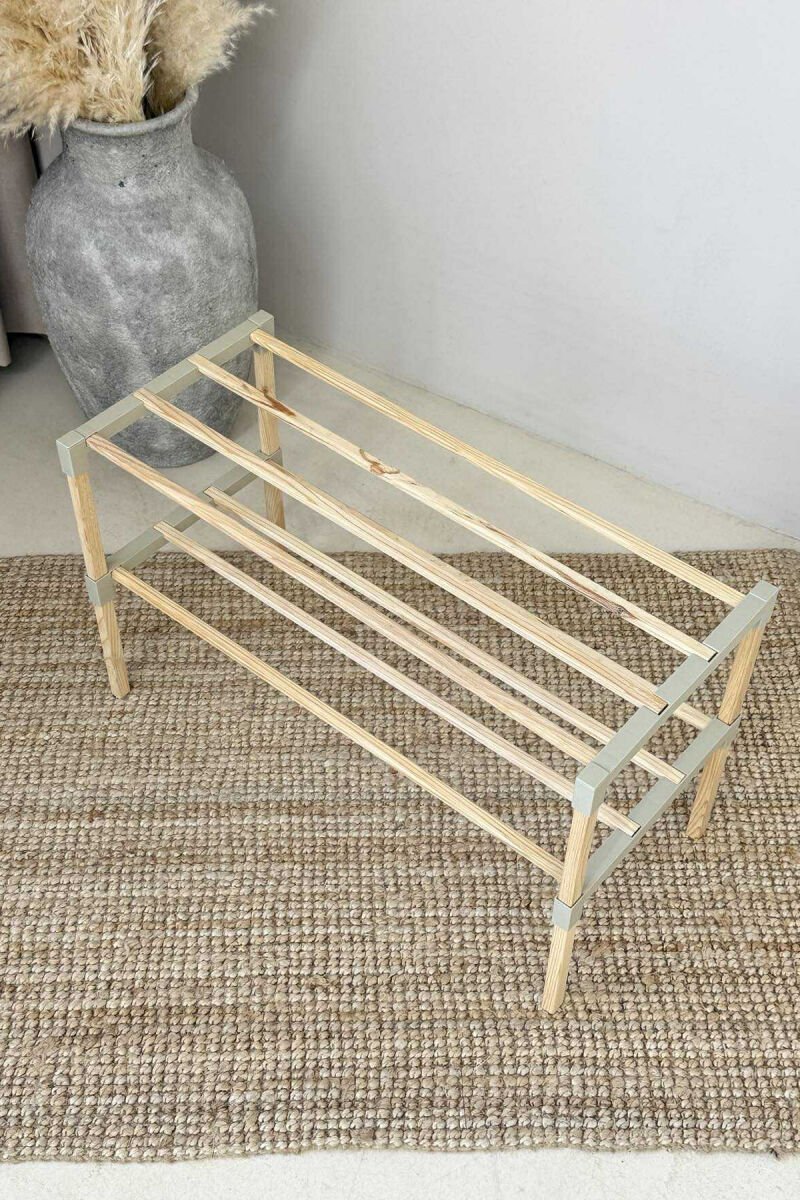 TWO TIER WOODEN SHOES SHELF BEIGE/BEZHE - 4