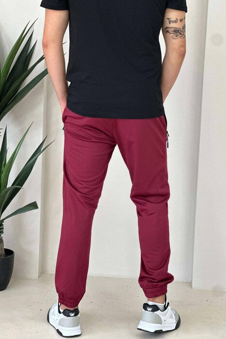 TWO ZIPPER SIMPLE MAN SWEATPANTS BURGUNDY/VISHNJE - 2
