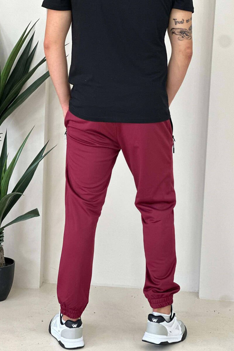 TWO ZIPPER SIMPLE MAN SWEATPANTS BURGUNDY/VISHNJE - 2