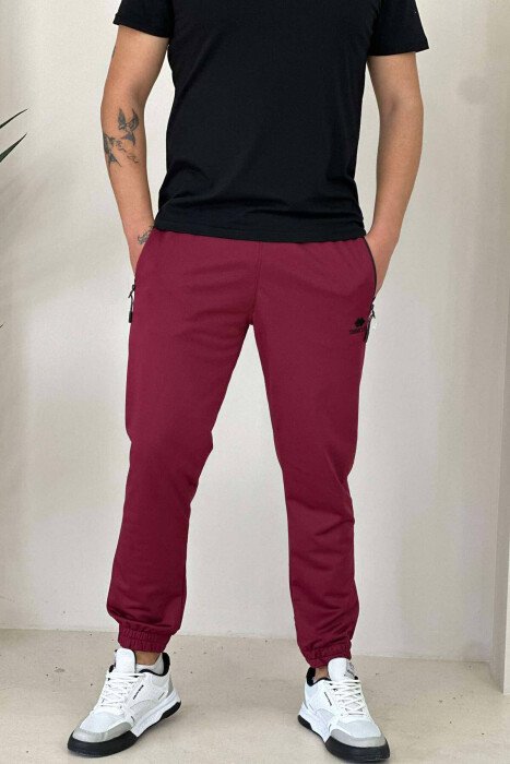 TWO ZIPPER SIMPLE MAN SWEATPANTS BURGUNDY/VISHNJE - 5