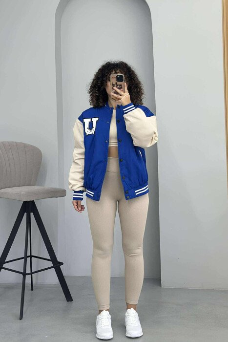 U LOGO BOMBER WOMEN JACKET BLUE/BLU - 1