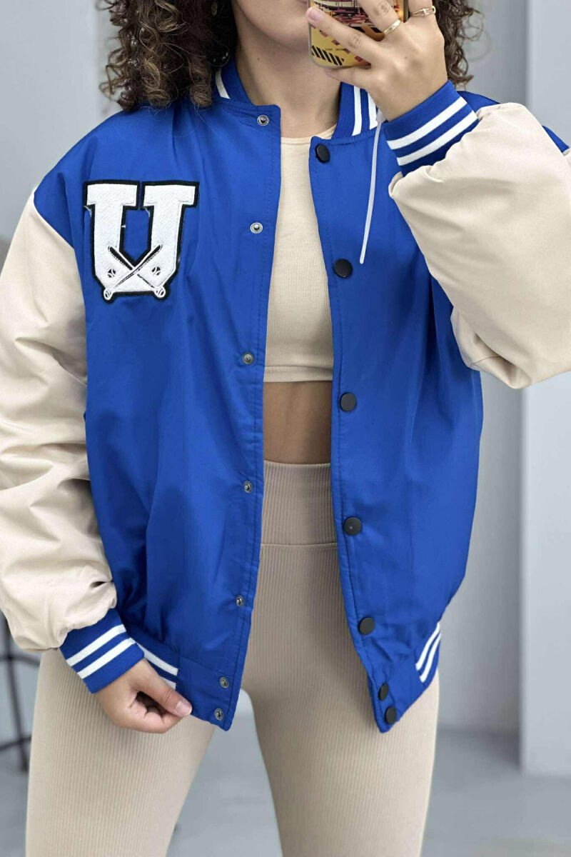 U LOGO BOMBER WOMEN JACKET BLUE/BLU - 3