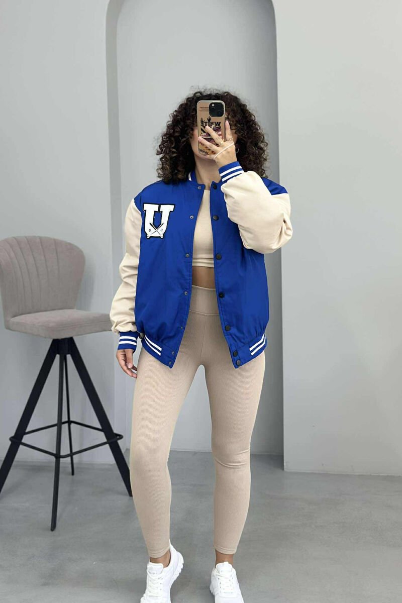 U LOGO BOMBER WOMEN JACKET BLUE/BLU - 4