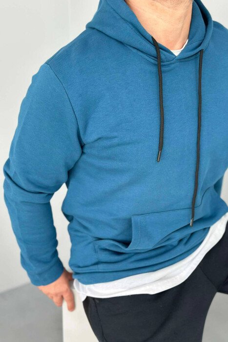 UNISEX ONE COLOR SIMPLE HOODIE BLUE STONE/GK - 5