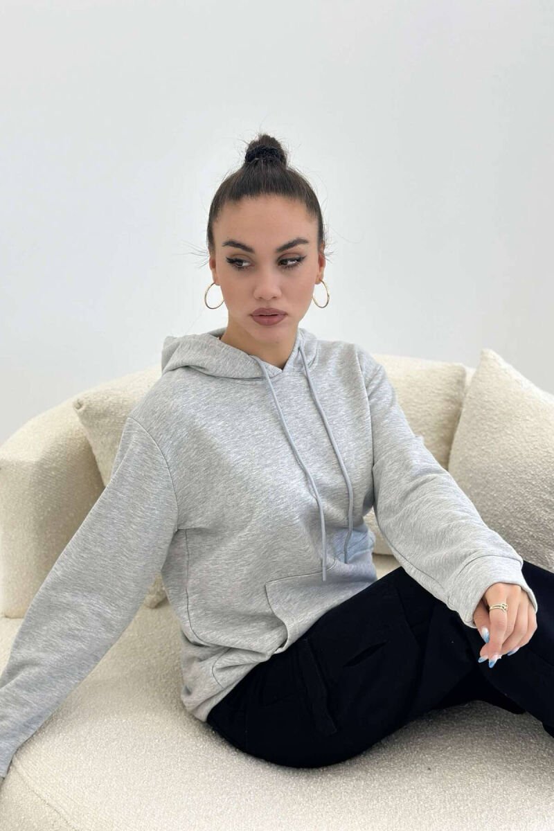 UNISEX ONE COLOR SIMPLE HOODIE LIGHT GREY/GZ - 6