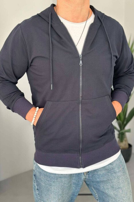 UNISEX ZIPPER SIMPLE JACKETS DARK BLUE/BEE - KLAUDIO FASHION
