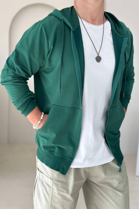 UNISEX ZIPPER SIMPLE JACKETS GREEN/JESHILE - KLAUDIO FASHION